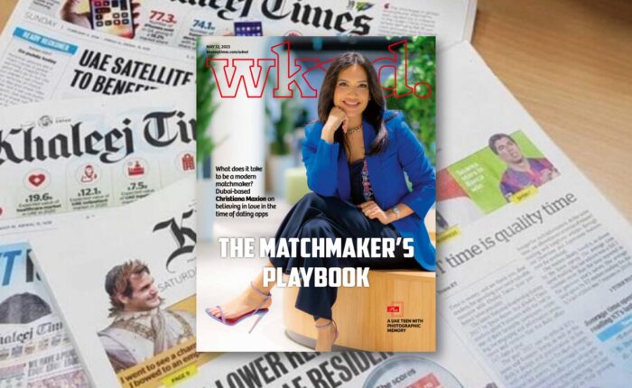 khaleej times wknd. christiana maxion matchmaker dubai cover story